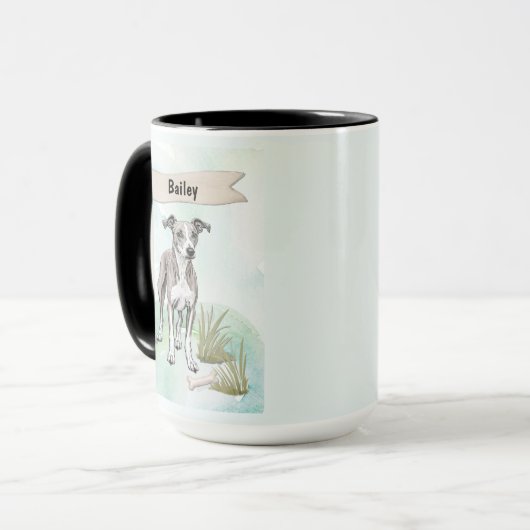 Whippet Watercolor Personalized Dog マグカップ (正面左)