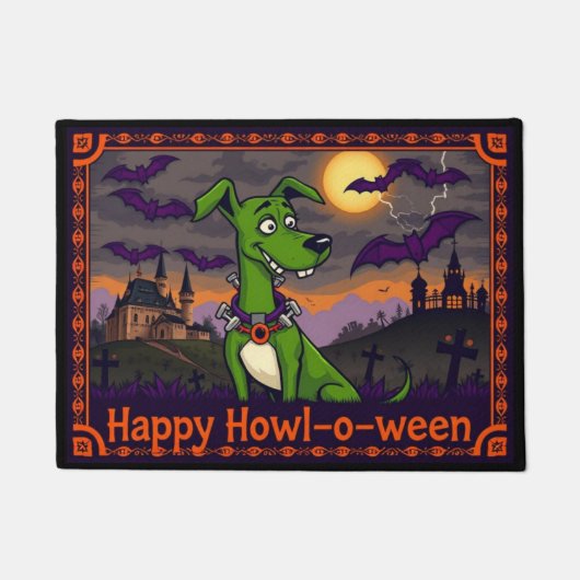 Whippetstein Happy Howl-o-ween ドアマット (正面)