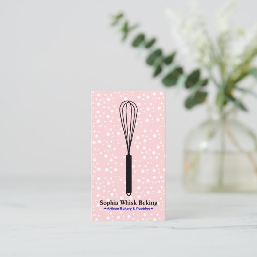Whisk it Chef (Bakery & Caterer) Blush Pink & Gold 名刺 (スタンド正面)