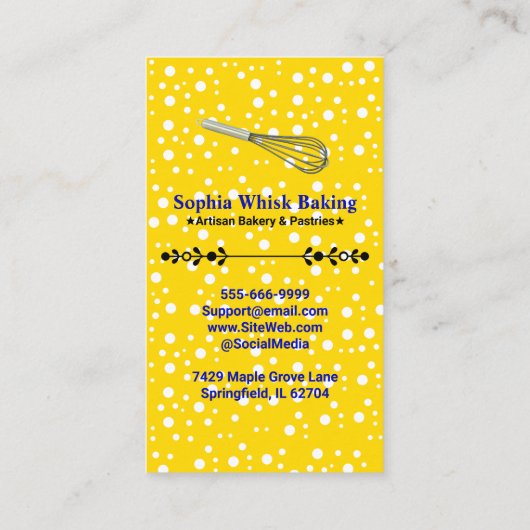 Whisk it Chef (Bakery & Caterer) Blush Pink & Gold 名刺 (裏面)