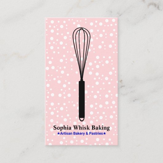 Whisk it Chef (Bakery & Caterer) Blush Pink & Gold 名刺 (正面)