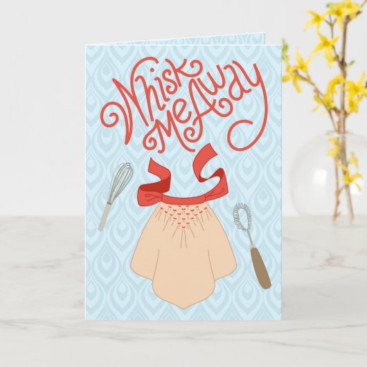 Whisk Me Away - Retro Baking Humor カード (黄色い花)