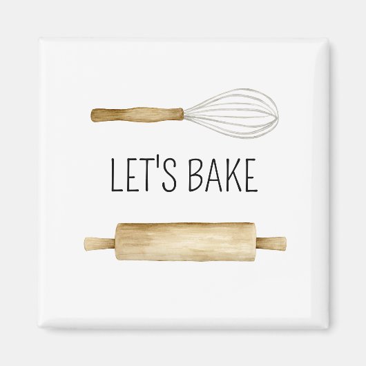 Whisk Rolling Watercolor Lets Bake Culinary  マグネット (正面)
