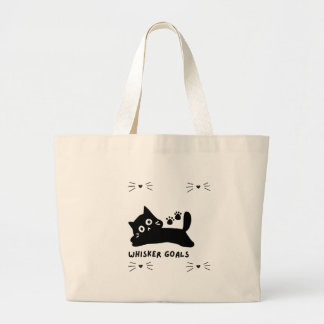 Whisker Goals Cat Silhouette - Tote ラージトートバッグ