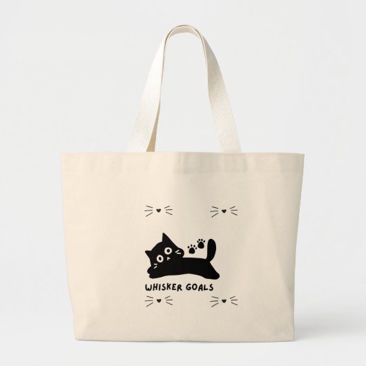 Whisker Goals Cat Silhouette - Tote ラージトートバッグ (正面)