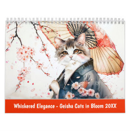 Whiskered Elegance – Geisha Cats in Bloom カレンダー