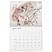 Whiskered Elegance – Geisha Cats in Bloom カレンダー (1月 2027)
