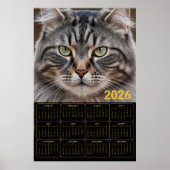 Whiskered Gaze: 2026年 タビー猫 カレンダー ポスター (正面)