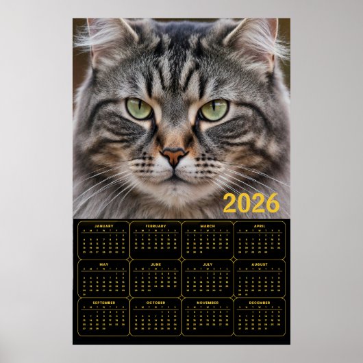Whiskered Gaze: 2026 Tabby Calendar ポスター (正面)
