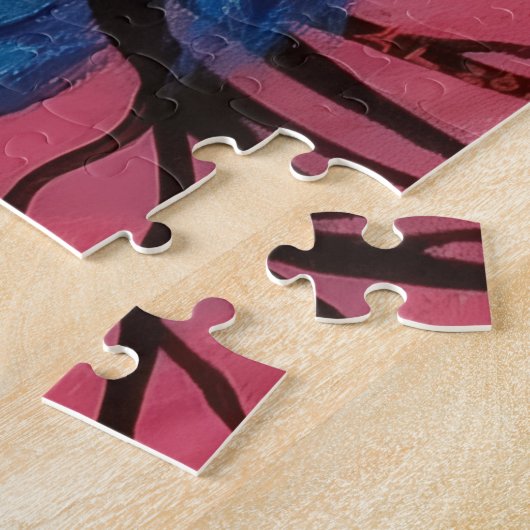 Whiskered Wonder – Bright Blue Fantasy Cat ジグソーパズル (側面)