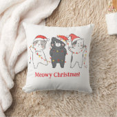 Whiskered Wonderland “Meowy Christmas” Cat Pillow  クッション (ブランケット)