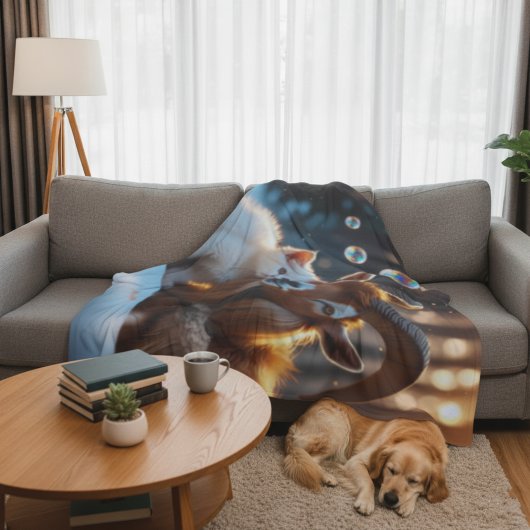 Whiskers and Hooves フリースブランケット