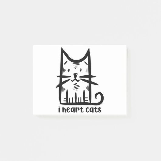 Whiskers Cat, I heart cats ポストイット (正面)
