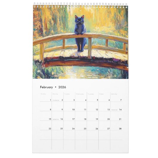 Whiskers in Bloom – Impressionist Cat Calendar 202 カレンダー (2月 2026)
