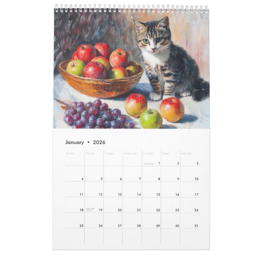 Whiskers in Bloom – Impressionist Cat Calendar 202 カレンダー (1月 2026)