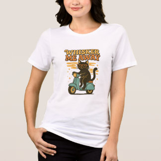 Whiskers Me Away Retro Cat トライブレンドＴシャツ