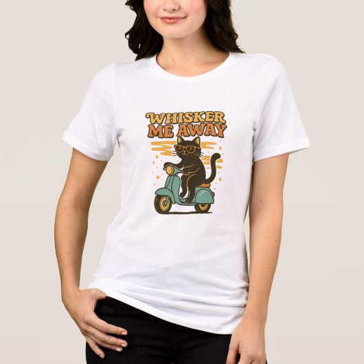 Whiskers Me Away Retro Cat トライブレンドＴシャツ (正面)