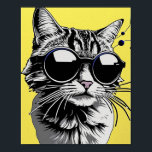 Whiskers of the Matrix ポスター<br><div class="desc">This funky tabby cat rocks bold sunglasses and serious attitude. A perfect blend of pop art and feline flair—ideal for cat lovers with a wild side.</div>
