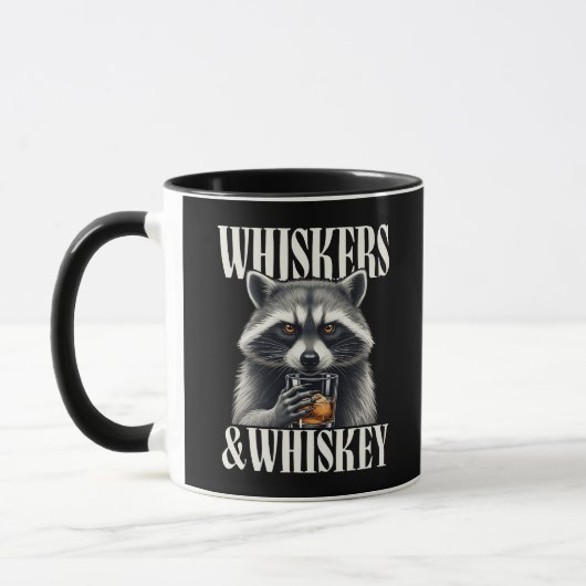 Whiskers & Whiskey Raccoon Funny Trash Raccoon マグカップ (左)
