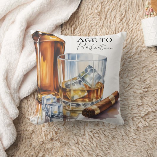 Whiskey and Cigar Men’s Birthday Party クッション (ブランケット)