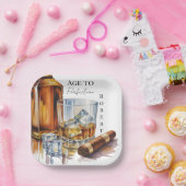 Whiskey and Cigar Men’s Birthday Party ペーパープレート (パーティー)