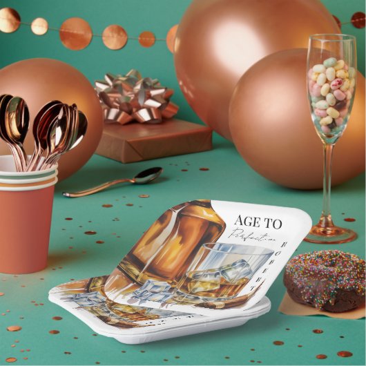 Whiskey and Cigar Men’s Birthday Party ペーパープレート (複数)