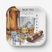 Whiskey and Cigar Men’s Birthday Party ペーパープレート (正面)