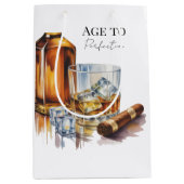 Whiskey and Cigar Men’s Birthday Party ミディアムペーパーバッグ (正面)