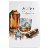 Whiskey and Cigar Men’s Birthday Party ミディアムペーパーバッグ (裏面)