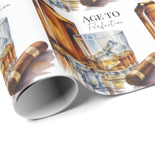 Whiskey and Cigar Men’s Birthday Party ラッピングペーパー (ロールコーナー)