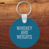 Whiskey And Weights No Carbs Funny Gym Slogan  キーホルダー (正面)