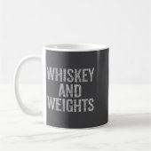 Whiskey And Weights No Carbs Funny Gym Slogan  コーヒーマグカップ (左)