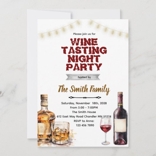 Whiskey and Wine party invitation  招待状 (正面)