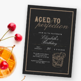 Whiskey Black Aged to Perfection Birthday Party 招待状