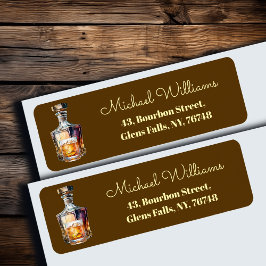 Whiskey Bottle Glass Return Address ラベル