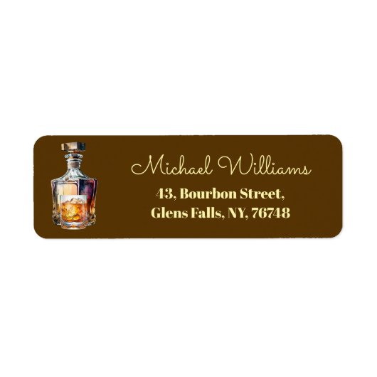 Whiskey Bottle Glass Return Address ラベル (正面)