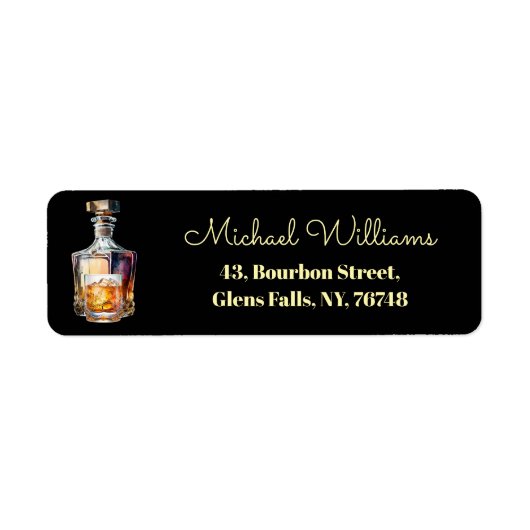 Whiskey Bottle Glass Return Address ラベル (正面)