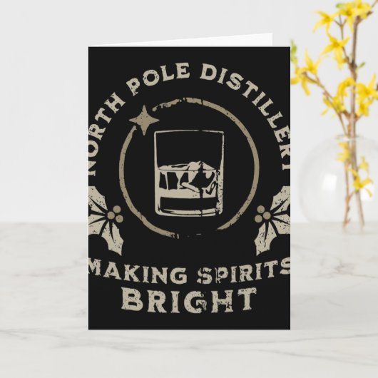 Whiskey Bourbon Making Spirits Bright Funny Christ カード (黄色い花)