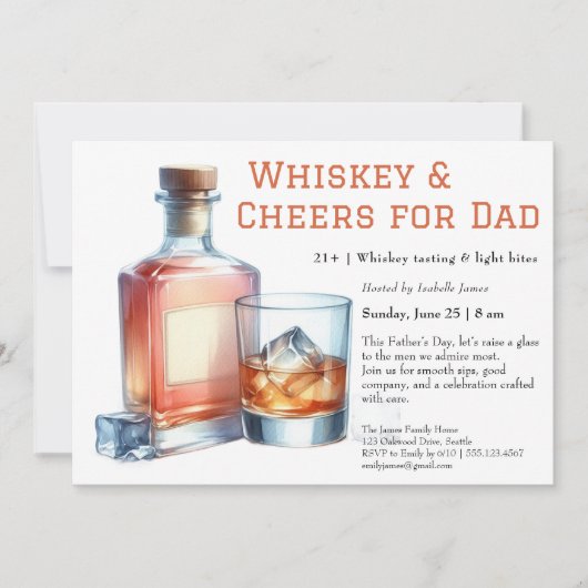 Whiskey & Cheers – 編集可能な父の日  招待状 (正面)