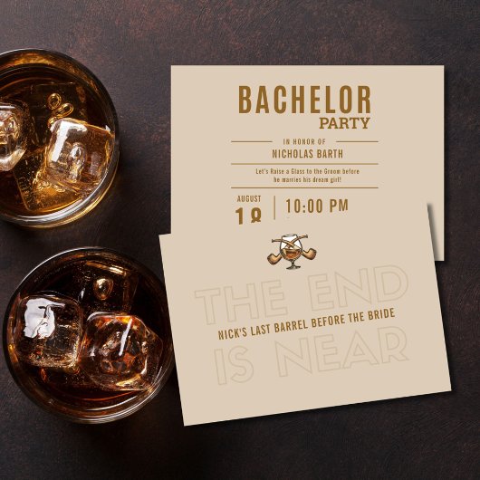 Whiskey & Cigar Groom Bachelor Party Invite 招待状