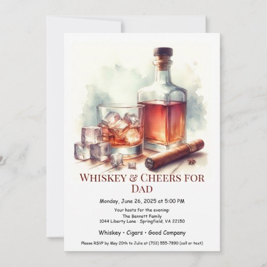 Whiskey & Cigars – 編集可能な父の日  招待状 (正面)