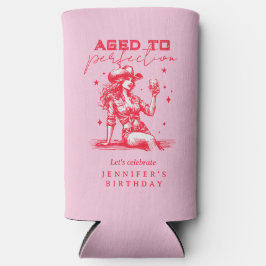 Whiskey Cowgirl Pink Aged to Perfection Birthday  スリム缶クーラー