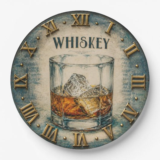 Whiskey Glass Bar Decor ペーパープレート (正面)
