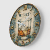 Whiskey Glass Bar Decor ラージ壁時計 (傾斜)