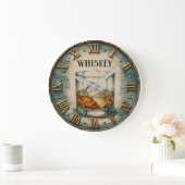 Whiskey Glass Bar Decor ラージ壁時計 (ホーム)