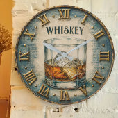 Whiskey Glass Bar Decor ラージ壁時計