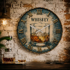 Whiskey Glass Bar Decor ラージ壁時計