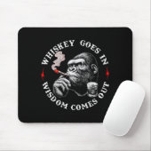 Whiskey Goes In Wisdom Comes Out Funny Monkey (on マウスパッド (マウス)