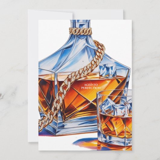 Whiskey & Gold Cuban-Link Chain Men’s Birthday 招待状 (裏面)
