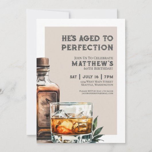 Whiskey Men's 60th Birthday Party 招待状 (正面)